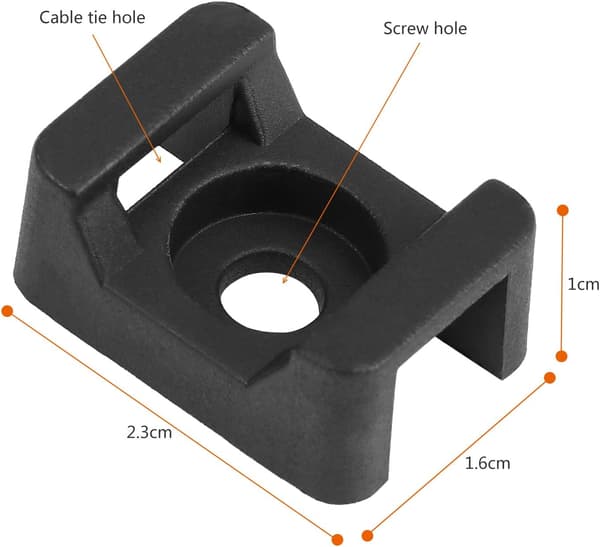 Svarta Kabelbandsfästen 23mmx16mm Sadeltyp Kabelbasfäste