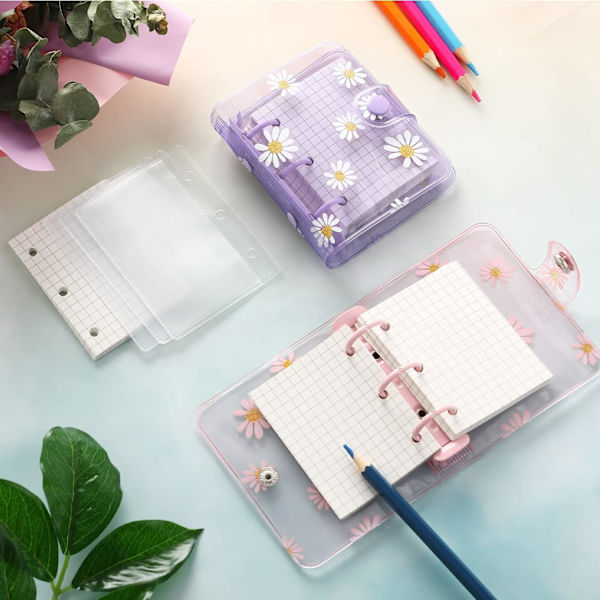 2 Set Transparenta 3-Ring-Pärmar med Inre Pappers-PVC Mini