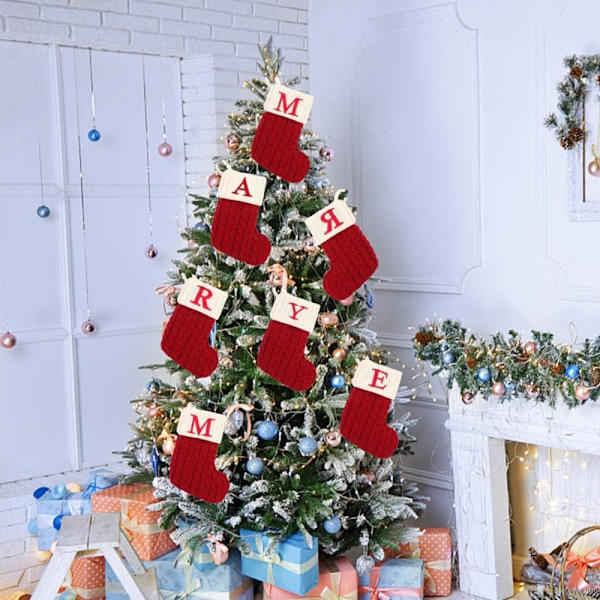 Julstrumpa med 26 Bokstäver, Initial Broderad Mini Söt
