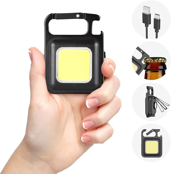 COB Mini Taskulamppu 500 Lumenia, Avaimenperän Pieni Latautuva Taskulamppu
