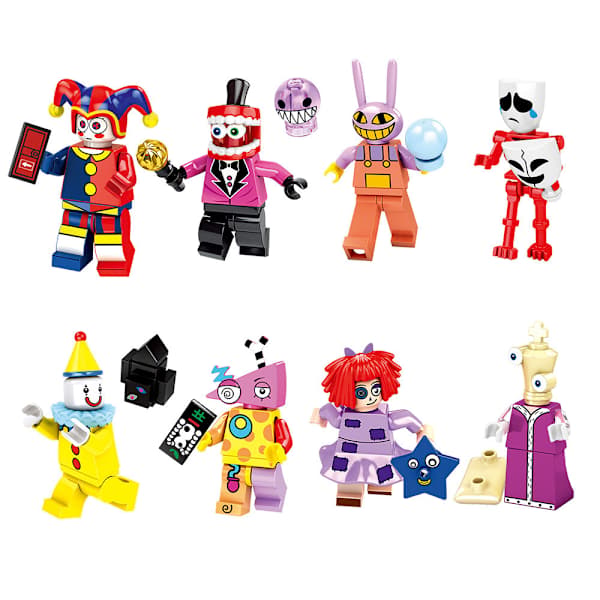 8 ST The Amazing Digital Circus Tegelstenar Modell Figur Tecknad Digital Circus Byggstenar Leksak för presenter 8PCS,A