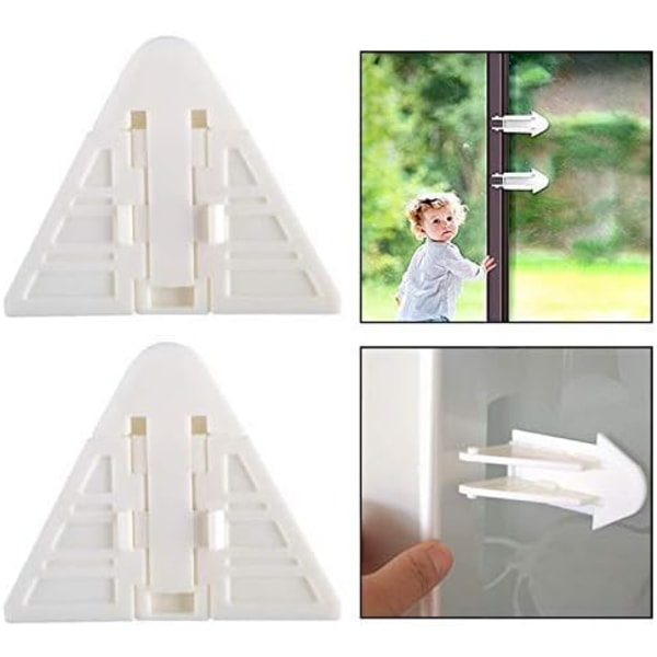 4pcs White Security Protection Blocking Device, No Drilling (Slid