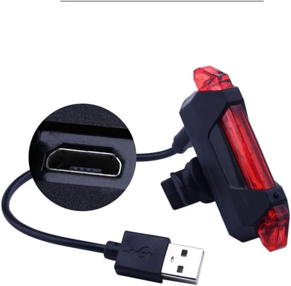 （Hvitt lys）Sykkel baklys 120 lumen USB ladbart vann