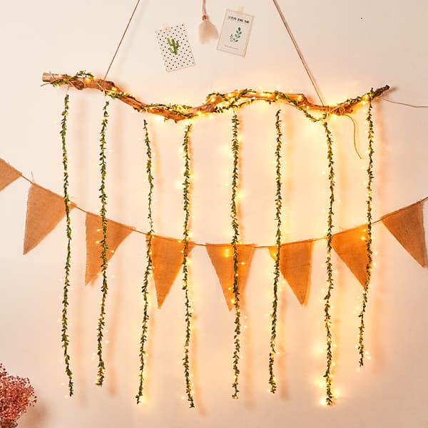 Simulerad rottingformad gardin isremsa lampa kreativ koppar