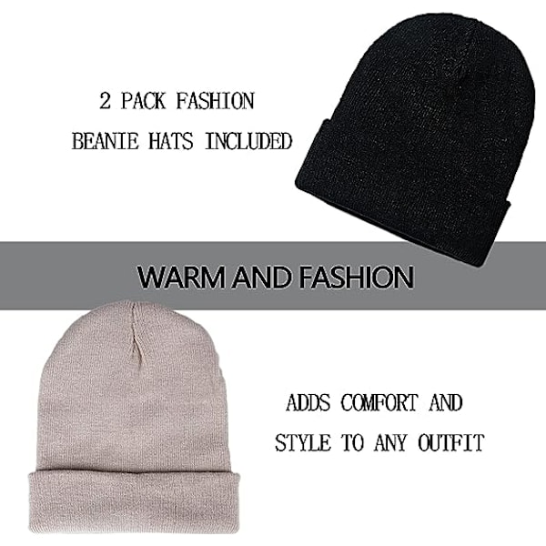 2-pak Beanie til Mænd og Kvinder - Slouchy Beanie Huer til Vinteren