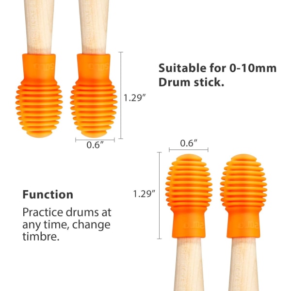 4 Pieces Drum Mute Drum Dampener Silicone Orange Drumstick Silent