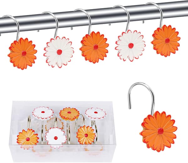 Rostfria Dekorativa Duschdraperihakar i Resin Rosform
