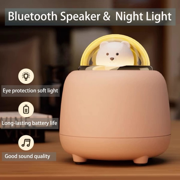 Söt Bluetooth högtalare nattlampa för barn, Bear Wireless Speake