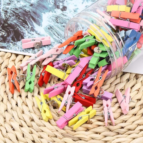 50 Pak Push Pins med Træclips til Korktavle, Kunstprojekter,