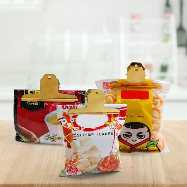 Guld Metal Bulldog Papirklips, 3 Pak Stål Store Bind