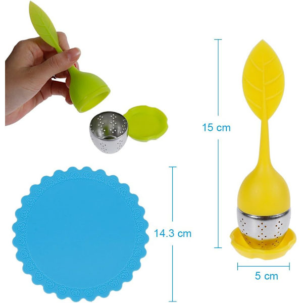 5 stk. Teinfusersett Silikon Diffuser Teekule Stainless Ste DXGHC