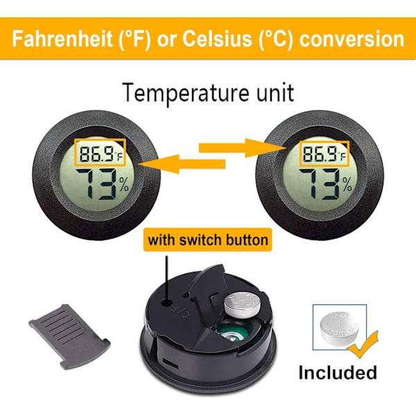 2-pak Mini Hygrometer Termometer Digital LCD Skærm Indendørs/Udendørs