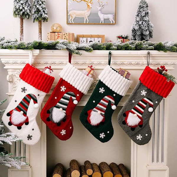 1 St Grå Julstrumpor Tomte Julstrumpor Ansiktslös Docka DXGHC