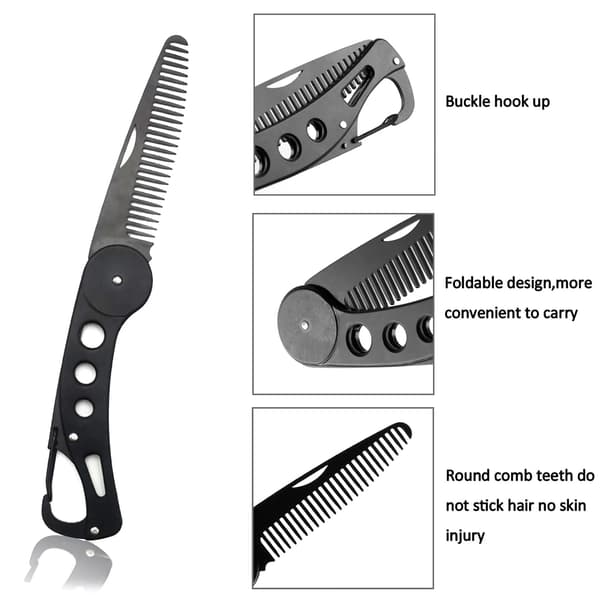 Rustfrit Stål Mustache Kam, Foldbar Skægkam til Mænd Poc DXGHC