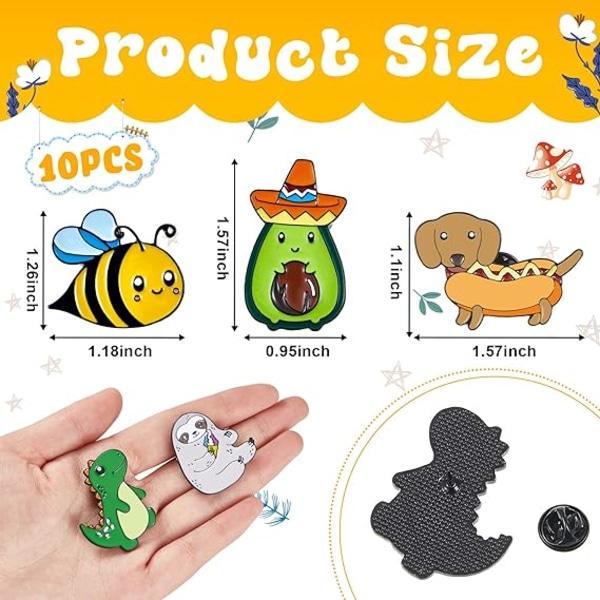 10 Pieces Cute Animal Pins for Kids Enamel Pins Backpack Jackets