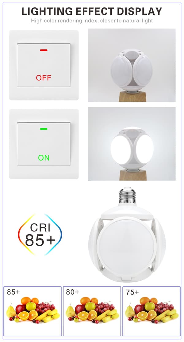 1 stk. Kold Hvid 40W E27 LED Fodboldlys Deformerbar Lampe Ingen Str