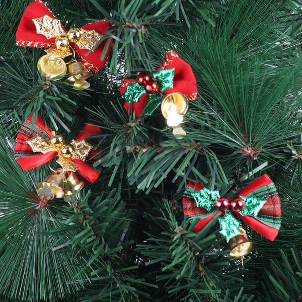 4 stykker røde bjeller julebue krans DIY juletre pynt