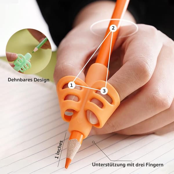 Sett med 4 barneskrivefingerguider, Grippies skrivehjelp, P