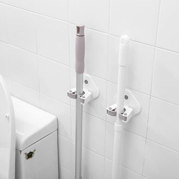 Veggmontert mopp- og kostestativ, kraftig moppholder, enkelt S