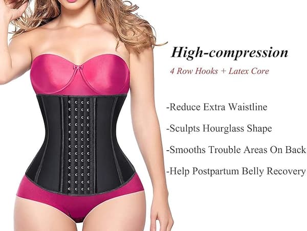 Kvinders Flat Belly Slimming Sheath 4 Hooks Latex Slimming Korset