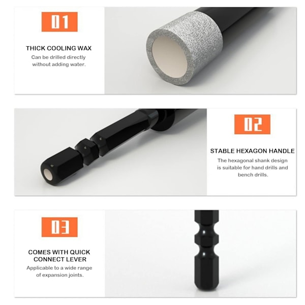2-pack 6mm/8mm Diamantborr för Keramik, Granit, Glas, Po