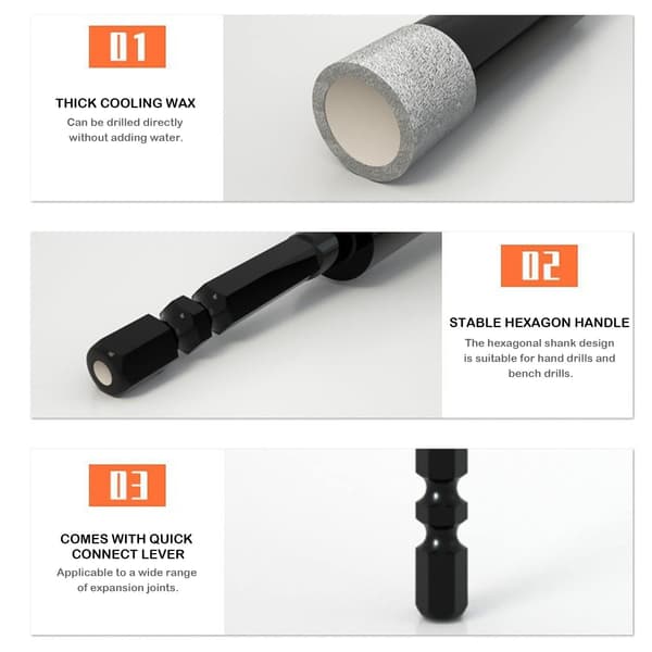 2-pakke 6mm/8mm diamantbor for keramikk, granitt, glass, po