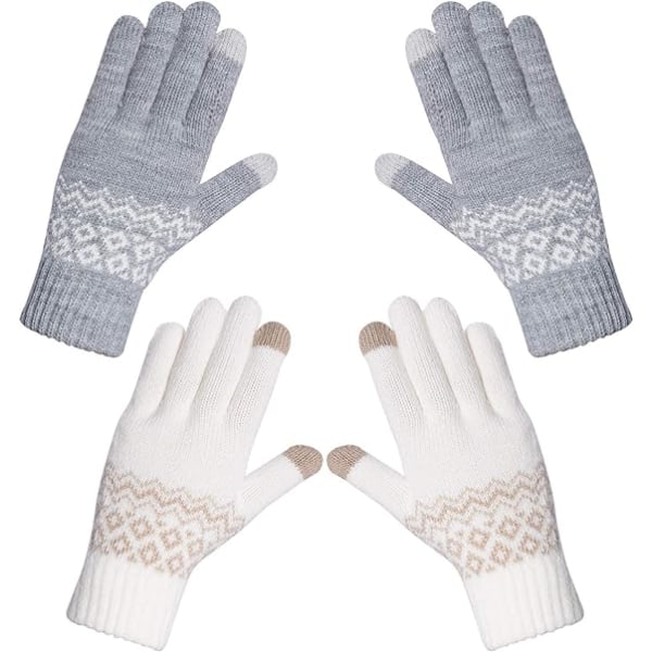 2 Par Damhandskar Vinter Varma Touchscreen-Handskar Mjuka K DXGHC