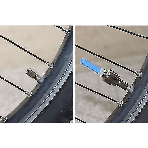4 stk. Cykel LED Hjul Lys Ventil Lampe Ventilkerne Lys