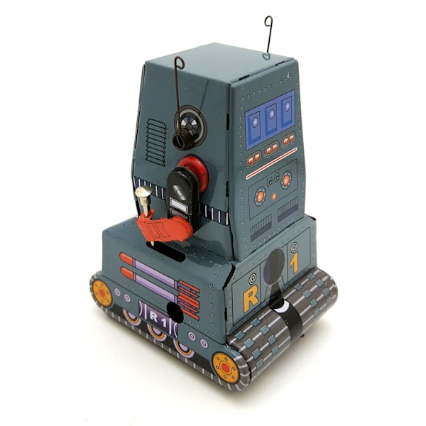 Robot Tank Tin Toy Opptrekkbar Klokkerverk Klassisk Vintage Tank Robot Ph