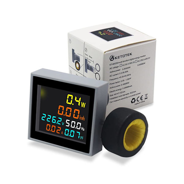 AC Strømspænding Amperage 6-i-1 Strømforbrugsmåler LCD Digital