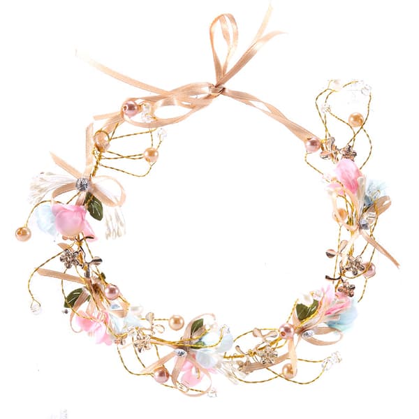 Handgjord Rosett Blomma Brud Tiara Krans Bröllopsknut Bröllop