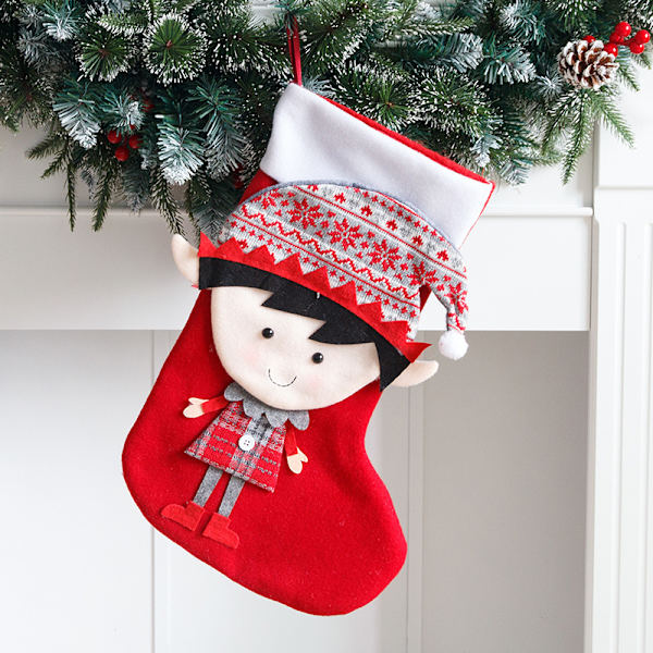 2 par julstrumpor Kreativa tecknade pojkar och flickor jul