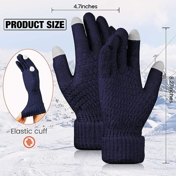 4 Pairs Women's Winter Touch Screen Gloves Warm Fleece Lined Knit