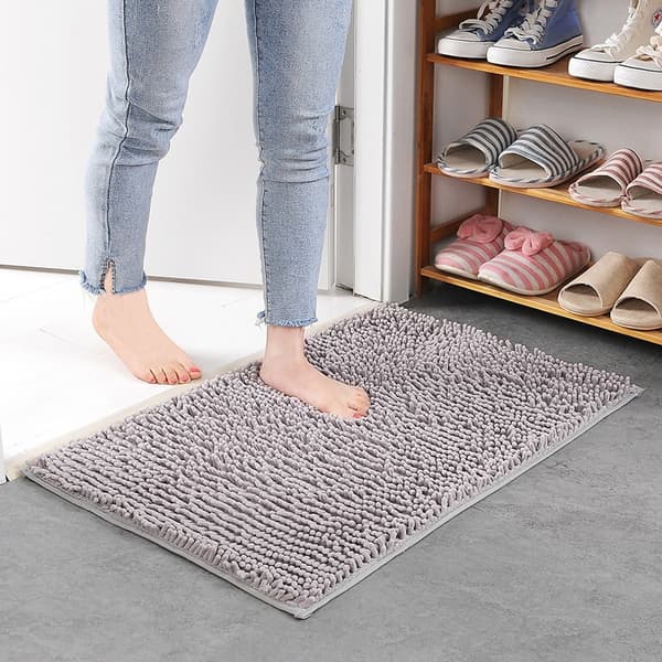(silvergrå) 30*50cm extra mjuk plysch badrumsmatta, duschmatta