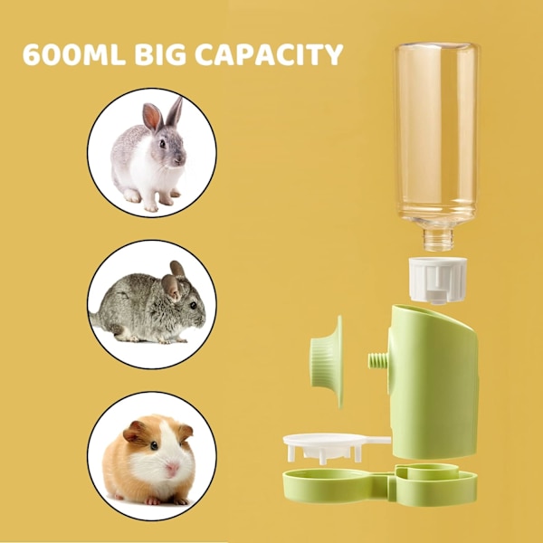 Kanin Vannbeholder, 600ML Hengende Kanin Drikkeautomat Gu
