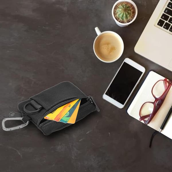 Mini Fickväska, EDC Utomhus Myntplånbok med Karabinkrok Mini Porta