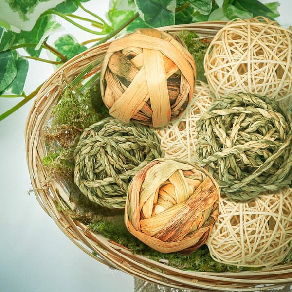 9 Stykker Små Dyre Tyggelegetøj, Rattan Bold, Aktivitetslegetøj