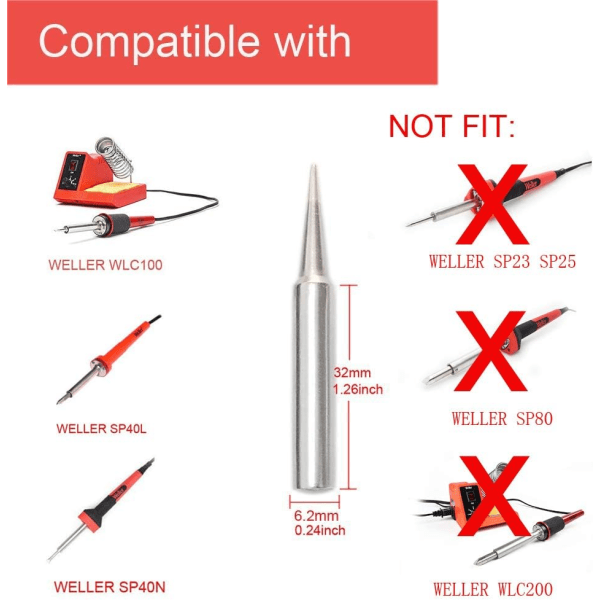 ST7 Loddetips for WELLER WLC100 WELLER SP40 (SETT MED 5 STK)