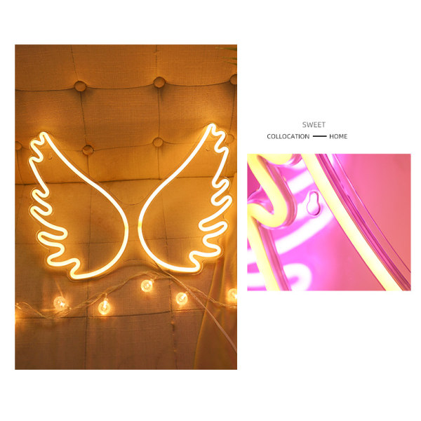 Neonskyltar Wing LED Neon Nattljus Konst Väggdekor Present för flicka