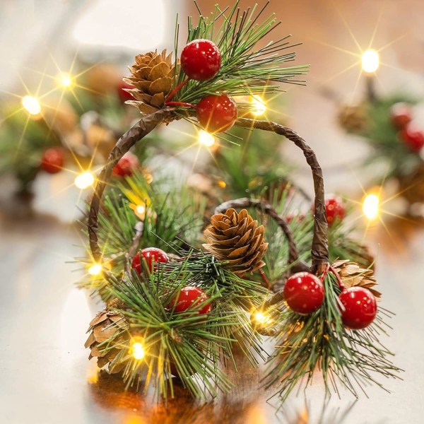 6,5 FT Pine Cone Christmas String Lights, 20 LED batteridrevet