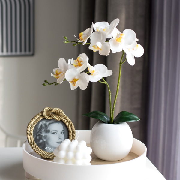 2 vita familjedekorationer, bröllopsdekorationer, blomsterarrangemang