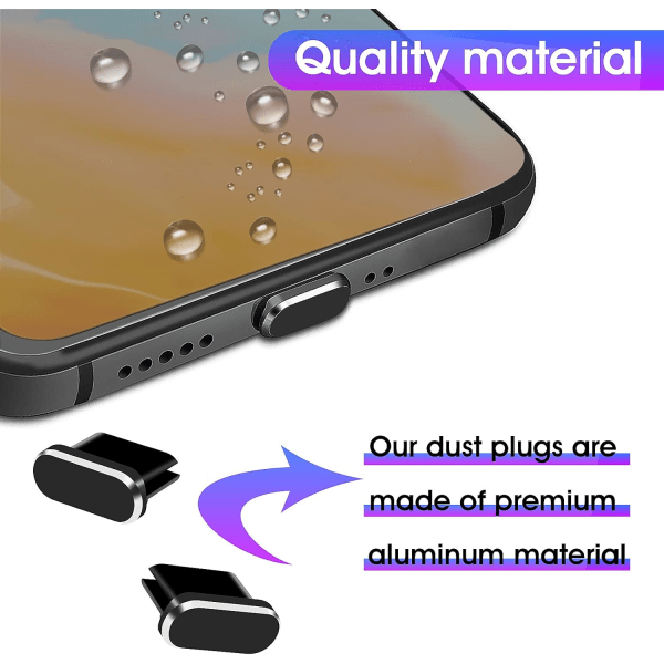 Type C -pölysuoja, 6 kpl Alumiiniseos USB C pölysuoja DXGHC