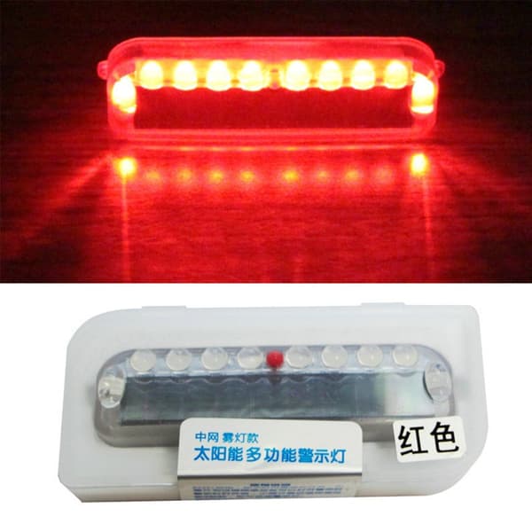 Nye 2 stk. Bilsolcelle 10 LED Advarsel Sikkerhet Tyverisikring Blinkende Du