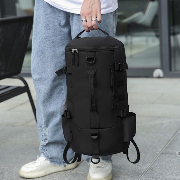 Sylinderformet fiske ryggsekk skulderbag