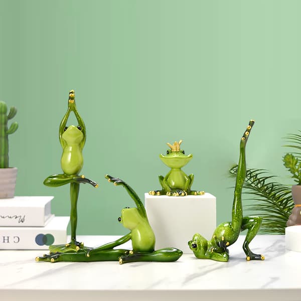 4 st amerikanska yogafrog trädgårdsdekor i resin