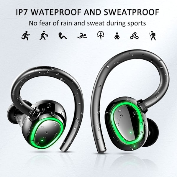 Bluetooth Sport Høretelefoner, Bluetooth 5.1 Trådløs Stereo Støj C