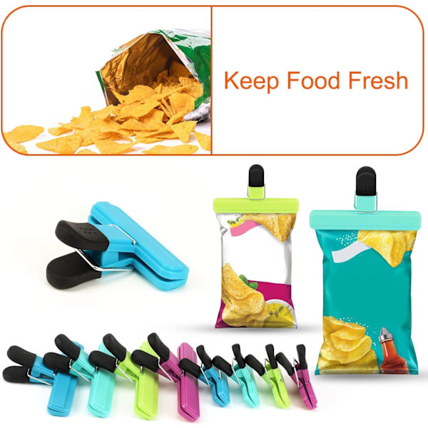 Chip Clips (4 store og 4 små), 8 pakke matklips, poseklips