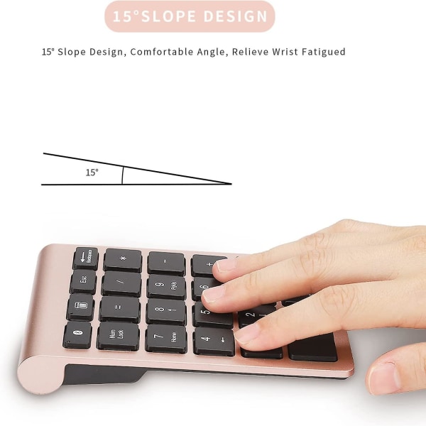 Bluetooth-tangentbord med siffror, 22-tangenters numeriskt tangentbord med snabbknappar, 10
