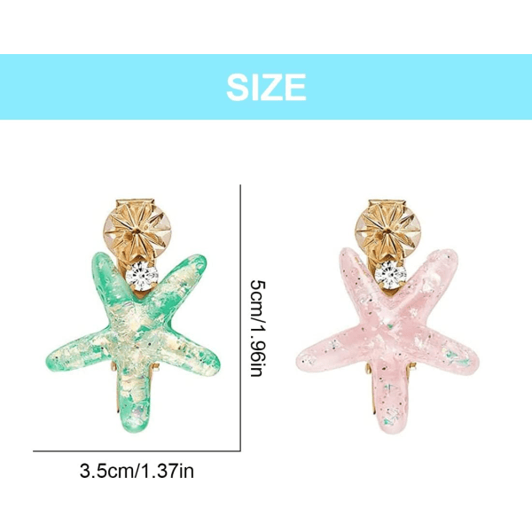 4Pcs Cute Starfish Hair Clips Mermaid Hair Accessories Star Hair