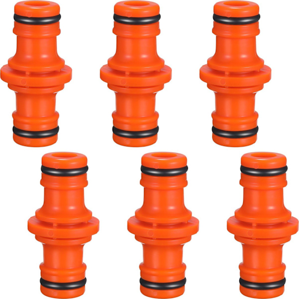 6-pack Dubbla Hanar Slangkopplingar för Trädgårdsslang (Orange)